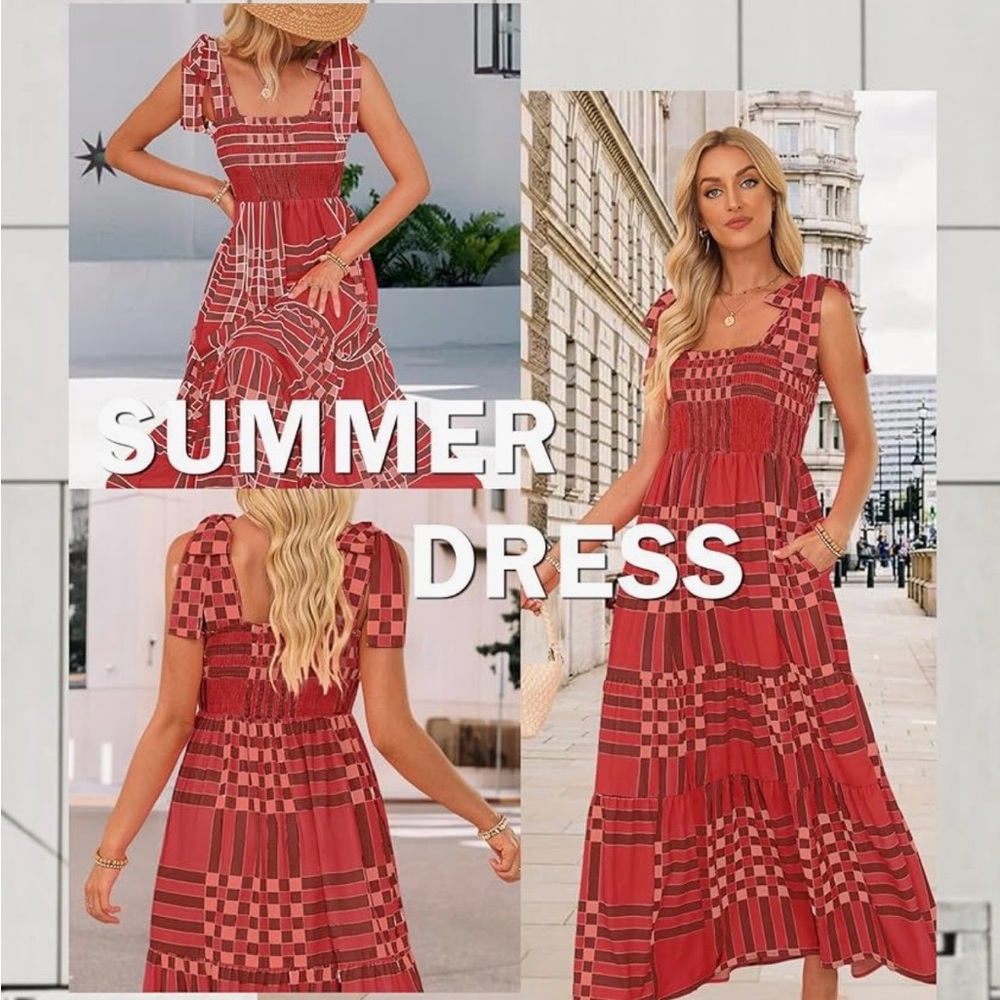 Red Patterned Maxi Dress - Picture 3 of 6